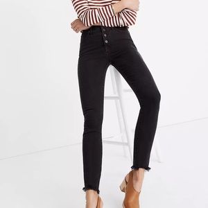 Madewell 10" High-Rise Skinny Jeans in Berkeley Black: Button-Through Edition